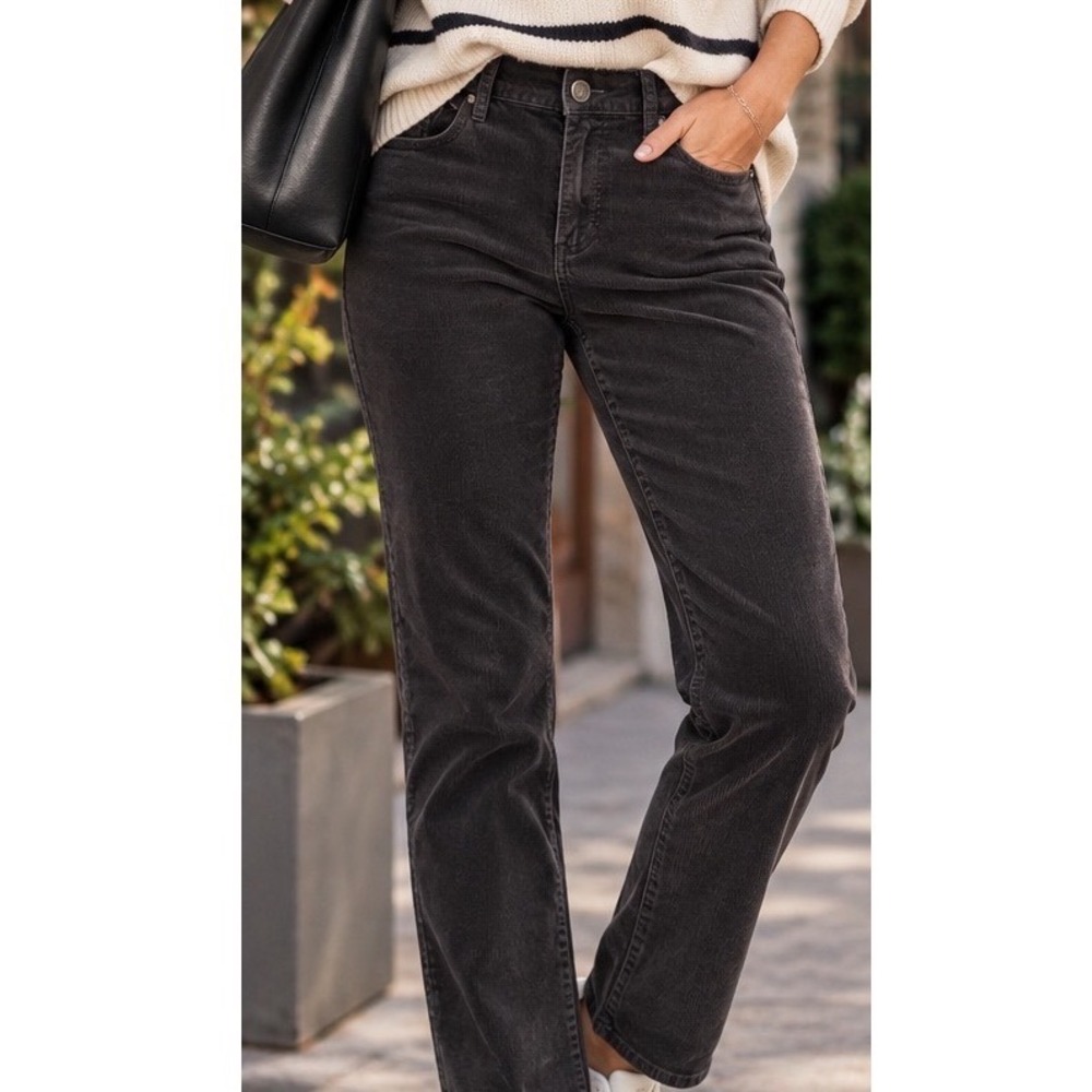 KUT from the Kloth Womens Charcoal Grey Corduroy Straight Leg Pants Size 12